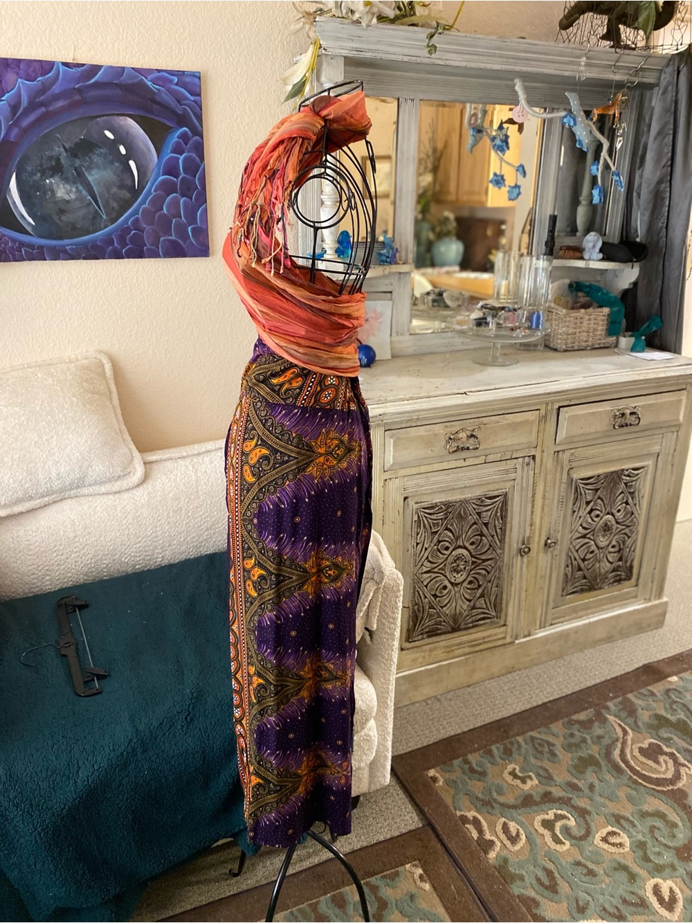 Tansy Bohemian Wide Leg Pants in Purple and Orange - Picture 9 of 13